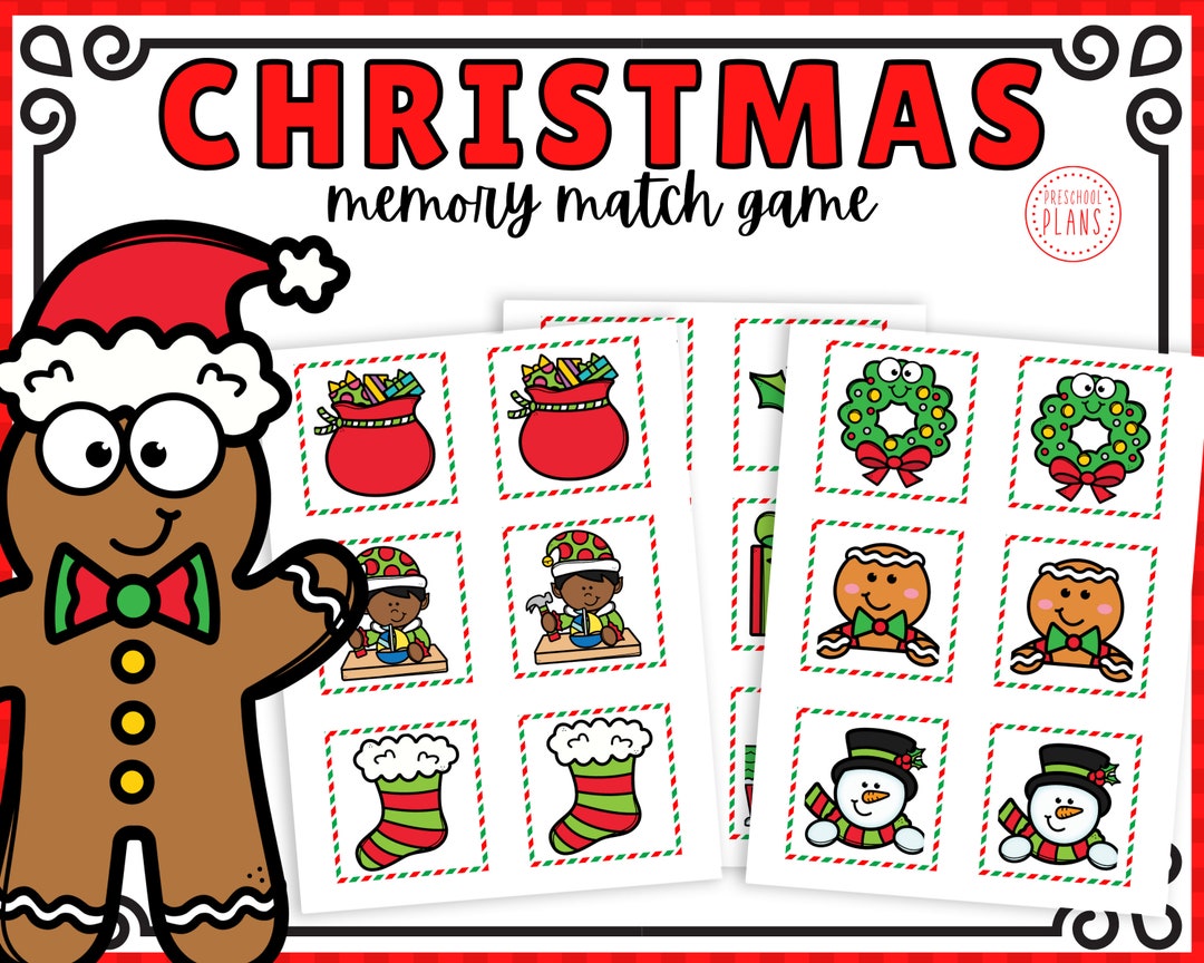 Printable Christmas Matching Game, Christmas Memory Game, Preschool