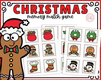 Printable Christmas Matching Game, Christmas Memory Game, Preschool Activity, Toddler Activity, Homeschool, Christmas Game