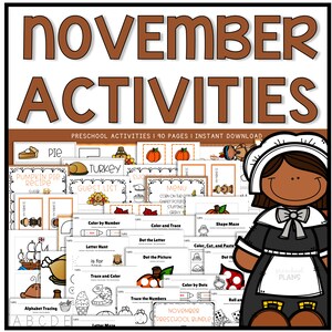 Thanksgiving-activiteit digitale download, Thanksgiving-activiteit voor kleuterschool/kleuterschool, Thanksgiving-leerspellen, thuisschoolactiviteiten