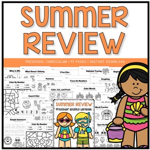 Pre K Summer Curriculum, Preschool Curriculum Lesson Plan, Summer Activity Pack, Printable Summer Math Worksheets, Printable Summer Literacy