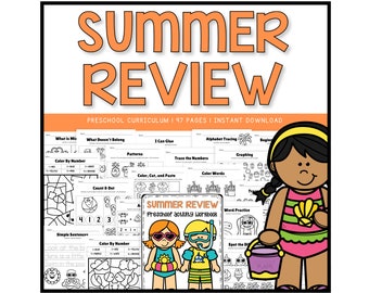 Pre K Summer Curriculum, Preschool Curriculum Lesson Plan, Summer Activity Pack, Printable Summer Math Worksheets, Printable Summer Literacy