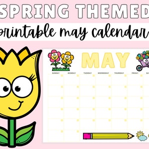 May Calendar Instant Download, Monthly Planner Digital Calendar, Kid Monthly Calendar Printable, Organization for Kids PDF Calendar