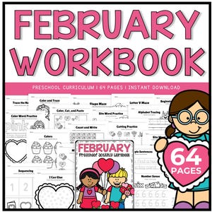 Lehrplan für die Vorschule, Beschäftigungsbuch für die Vorschule, Arbeitsblätter für die Vorschule, Valentinstag-Vorschul-Ausdrucke, Valentinstag-Vorschulaktivitäten