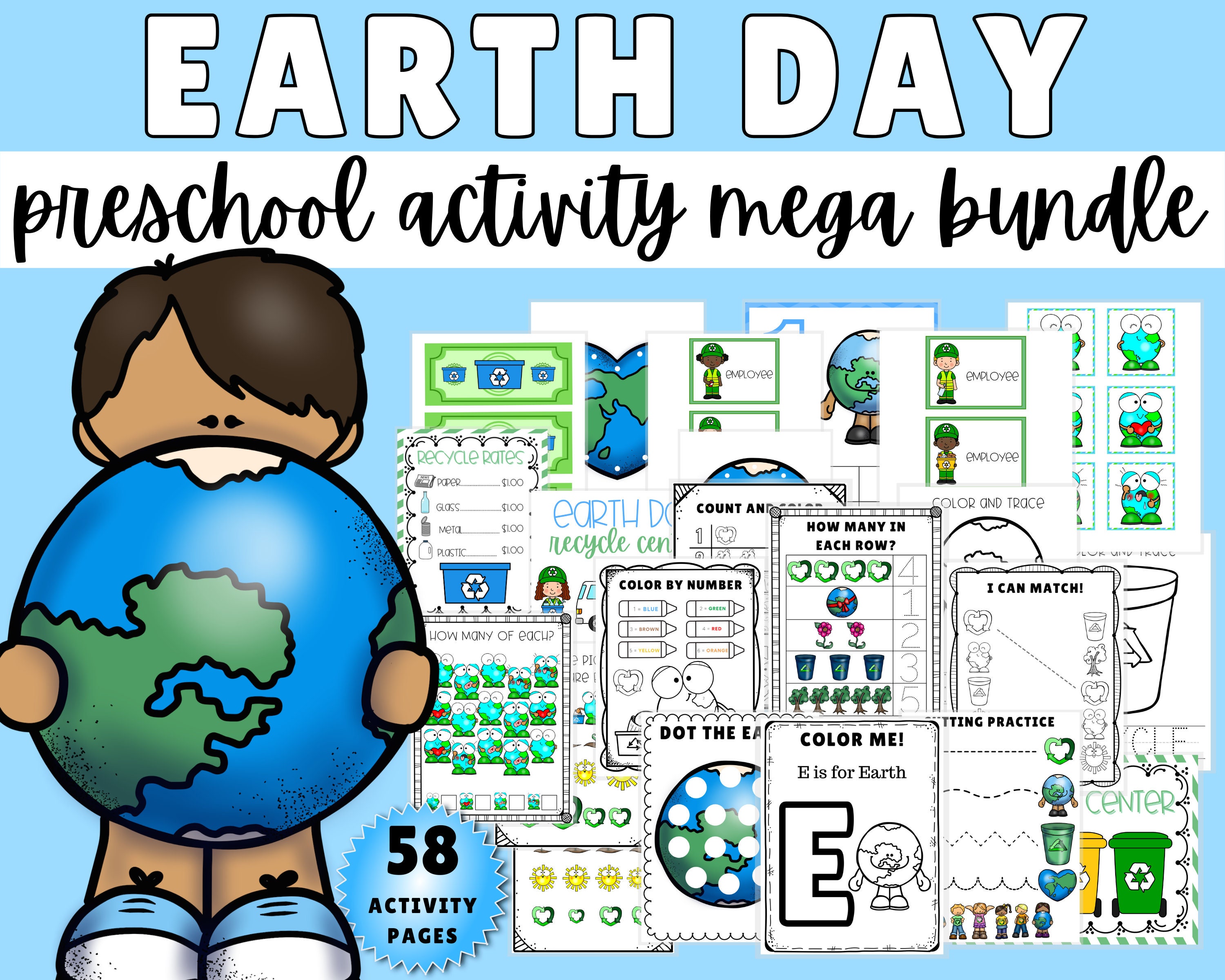 Earth Day Printables Preschool Printable Worksheets - Etsy