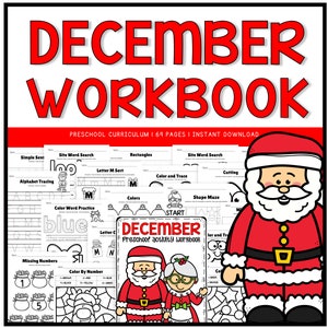 Lehrplan für die Vorschule, Beschäftigungsbuch für die Vorschule, Arbeitsblätter für die Vorschule, Weihnachtsvorschul-Ausdrucke, Vorschulaktivitäten für Weihnachten