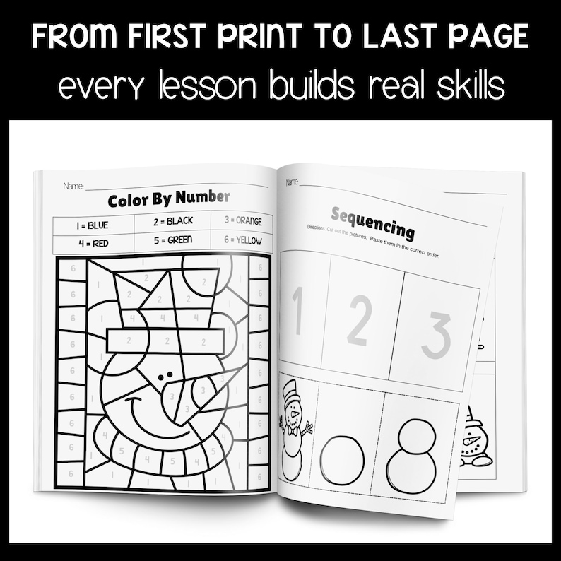 No prep preschool curriculum displayed in colorful pages for quick setup and daily use.