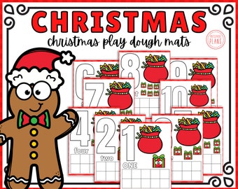 Printable Christmas Number Play Dough Mats, Play Doh, Number Printables, Preschool Counting Worksheet, Kids Activities, Instant Download