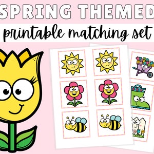 Juego de correspondencias de primavera imprimible, juego de memoria de primavera, actividad preescolar, actividad para niños pequeños, educación en el hogar, aula, preescolar imprimible
