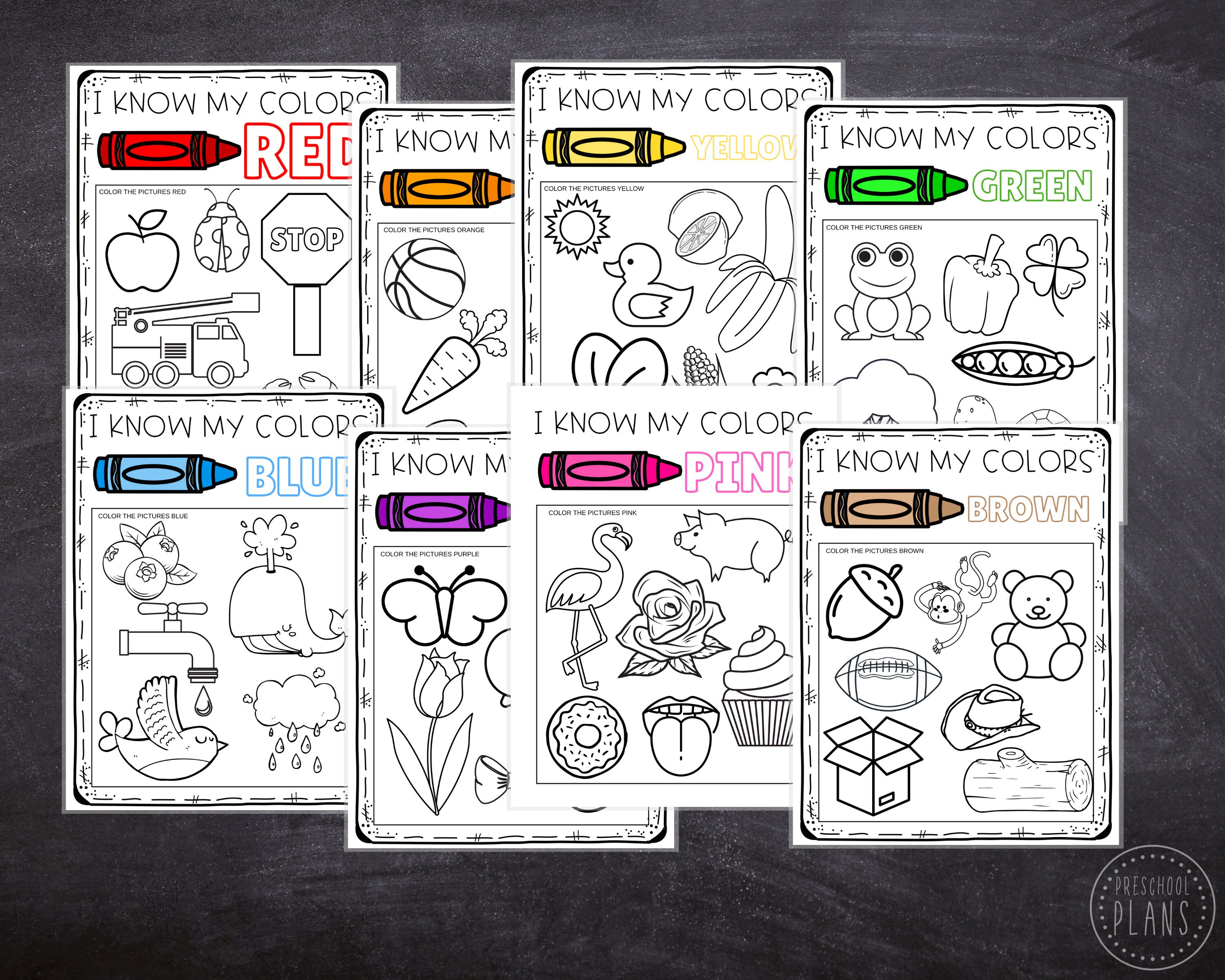 printable preschool color worksheets kids activities etsy