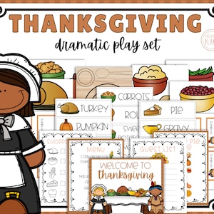 Thanksgiving Dramatic Play Set, Thanksgiving Pretend Play Printables, Instant Download, Thanksgiving Preschool Activities, Homeschool