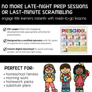 Organized binder of printable preschool activities laid out by theme and month for easy daily instruction.