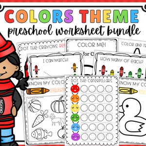 Printable Preschool Color Worksheets, Kids Activities, Preschool Learning, Color Matching Activities, Preschool Activities, Instant Download