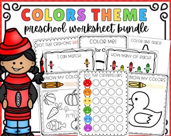 Printable Preschool Color Worksheets, Kids Activities, Preschool Learning, Color Matching Activities, Preschool Activities, Instant Download