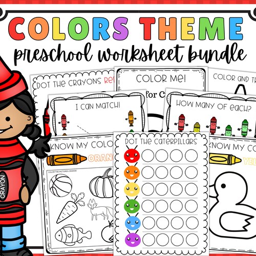 Printable Preschool Color Worksheets Kids Activities - Etsy