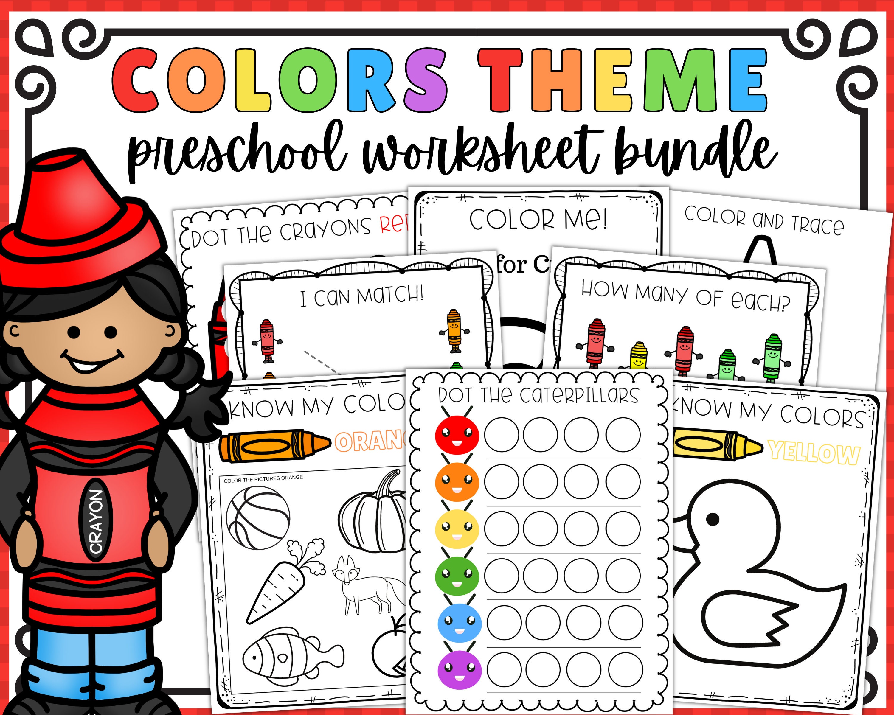 Printable Preschool Color Worksheets Kids Activities | Etsy