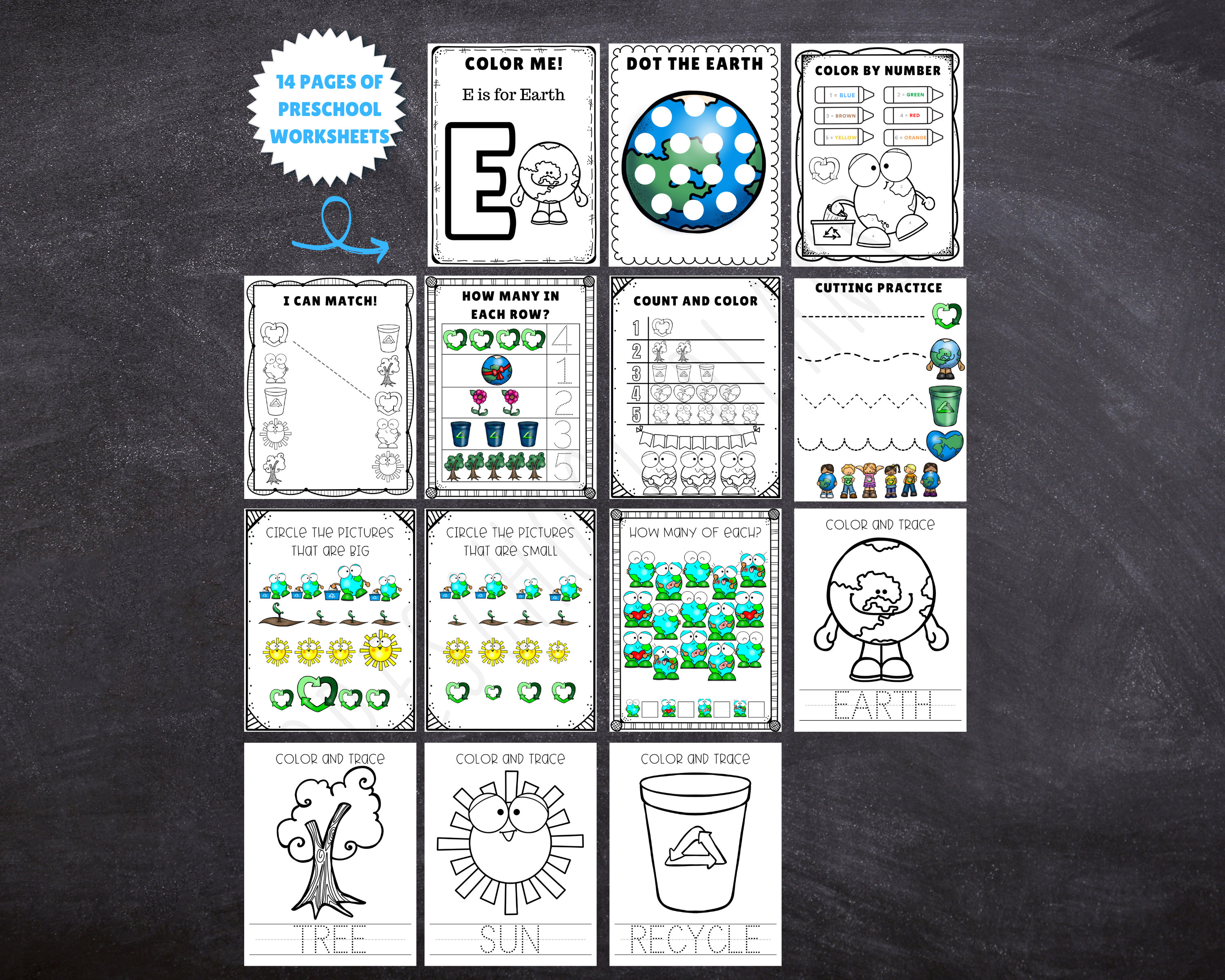 Earth Day Printables Preschool Printable Worksheets - Etsy