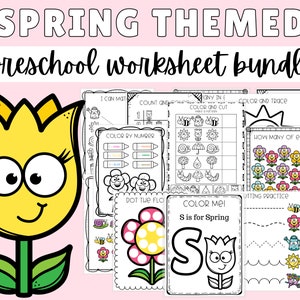 Printable Spring Learning Pack, Spring Preschool Pack, Learning Printables, Preschool Worksheets, Spring Activities, Instant Download