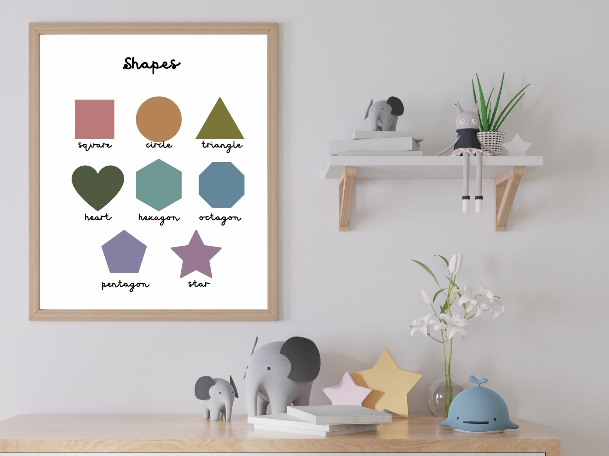 Educational Wall Art Shapes Wall Art Nursery Prints Etsy