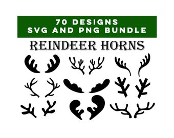 70 Reindeer Antlers SVG and PNG Cricut Templates | Easy Christmas Cricut Project Ideas | Perfect for Vinyl, Glitter, Kraft, Cover Cardstock