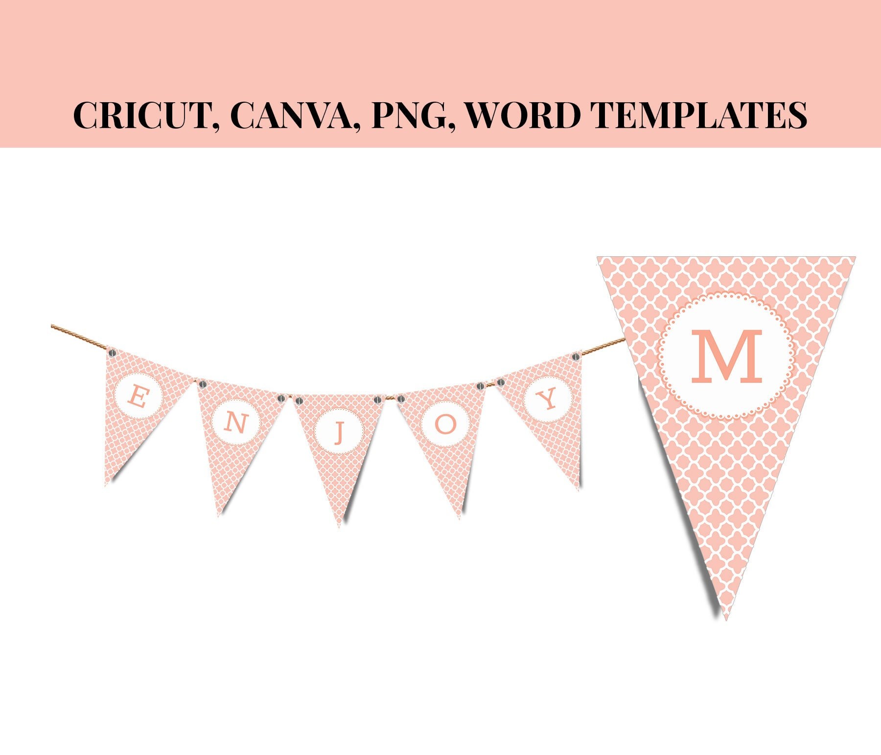 Bunting Banner Template Cricut PNG Canva MS Word Banner - Etsy
