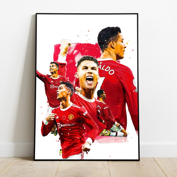 Affiche Cristiano Ronaldo- Decoration murale CR7 - Illustration impimée - Idée cadeau pour les fans de football