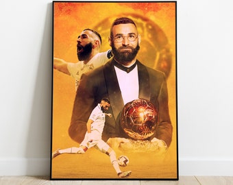 Karim Benzema Poster - Ballon d&#39;Or 2022 - Football Wall Decoration - Gift Idea for Christmas and Birthday