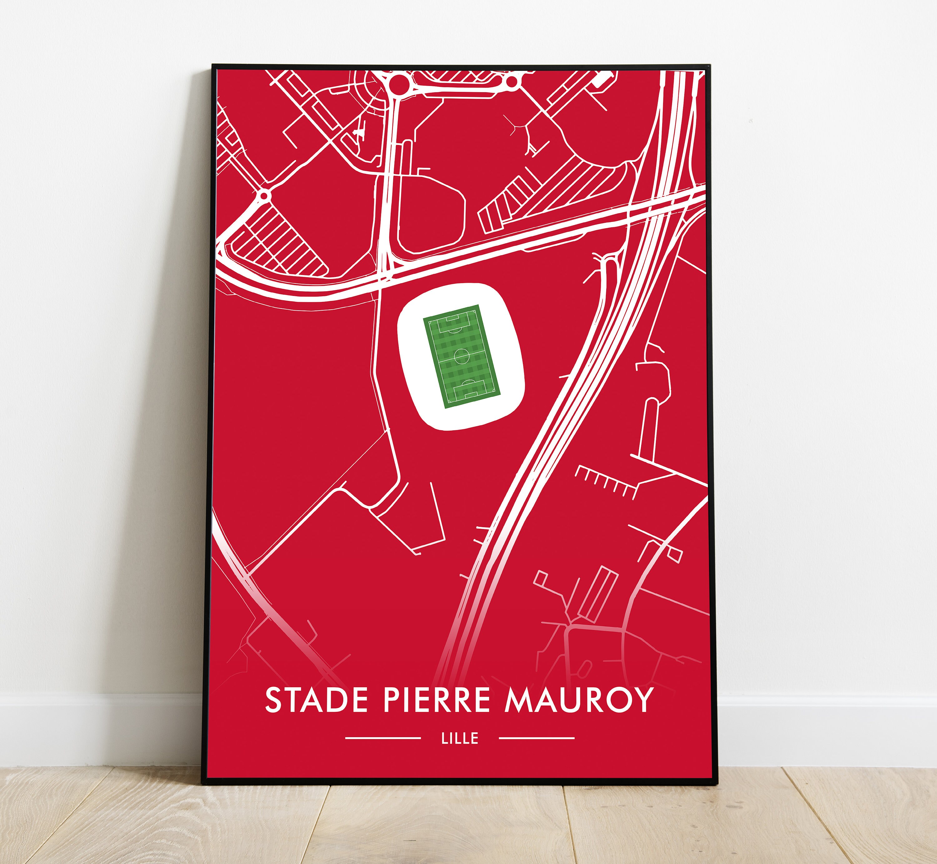 Pierre Mauroy Stadium Map Poster - Lille - Printed Illustration - Ideal Gift Idea for Fans - Football Stadium Decoration