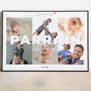 Godfather personalized poster with photos, Original gift for godfather, baptism, birthday, Christmas - Godfather and godchild poster