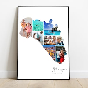 Minorque affiche personnalisée carte avec photo – Cadeau personnalisé pour couple, famille, amis – Cadeau Noël, Fête des pères, anniversaire