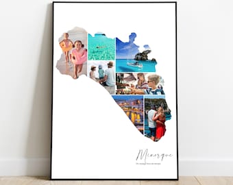 Menorca personalized poster card with photo – Personalized gift for couples, family, friends – Christmas, Valentine's Day, birthday gift