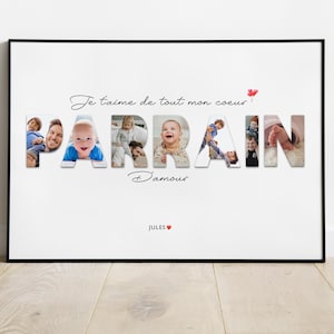 Personalized Godfather Poster with photos, Original unique gift for godfather, baptism, birthday, Christmas - Godfather and godchild poster
