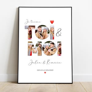 Póster personalizado "Tú y Yo" para pareja - Regalo único para Navidad, San Valentín, boda, unión civil o cita de reunión