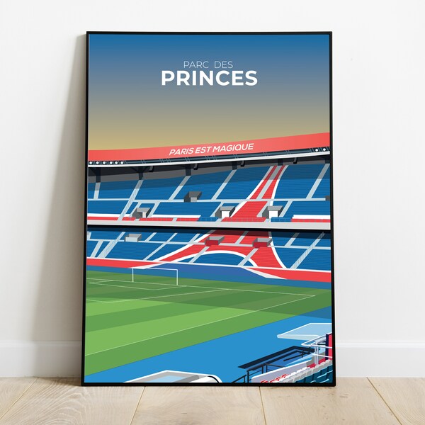 Affiche du Parc des Princes de Paris - Illustration imprimée - idée Cadeau Idéal pour les Fans - Décoration Stade Football