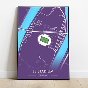 Stadionkaartposter - Toulouse - Gedrukte illustratie - Ideaal cadeau-idee voor Kerstmis en verjaardag - Voetbalstadiondecoratie