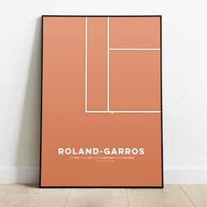 Minimalist illustration poster Roland-Garros print - gift idea for tennis fans for Christmas or a birthday