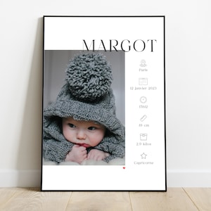 Cartel de nacimiento personalizado, anuncio de nacimiento, regalo para ofrecer, decoración de la pared de la habitación del bebé, idea de regalo, cartel impreso