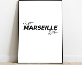 Marseille poster quote printed wall decoration it's Marseille Baby gift idea poster