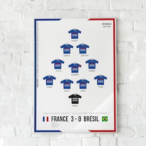 Poster France Team World Cup 1998 - 2018 - Starting Eleven - Printed Illustration - Football Gift Idea for Christmas and Birthday
