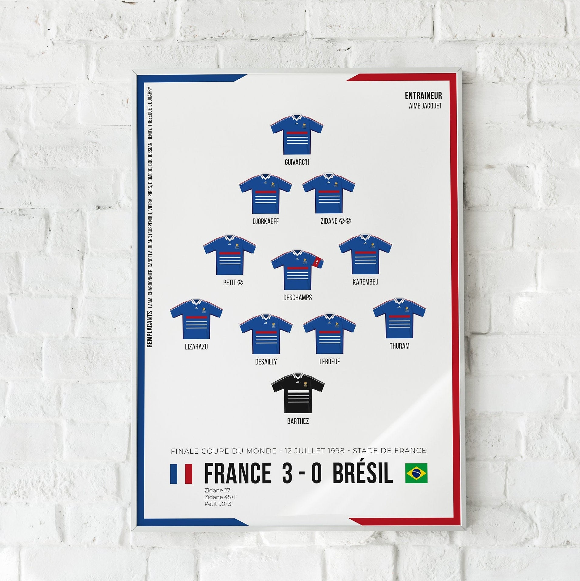 Poster Equipe de France - Coupe Du Monde 1998 2018