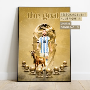 Lionel Messi Poster - Ballon d&#39;Or 2023 - The GOAT - Digital Download - Football Wall Decoration - Christmas, Birthday Gift Idea