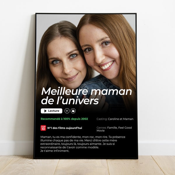 Affiche personnalisée Netflix, affiche pour la famille, les amis, les couples - cadeau fête des mères personnalisé