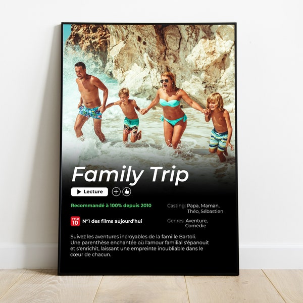 Affiche personnalisée Netflix, affiche pour la famille, les amis, les couples - cadeau saint valentin personnalisé