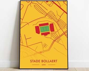 Affiche Plan du Stade Bollaert - Lens - Illustration imprimée - idée Cadeau Idéal pour les Fans - Décoration Stade Football