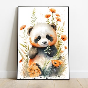 Poster per bambini Panda, decorazione della stanza per ragazzi e ragazze - arte da parete per illustrazione di animali per bambini - Stampa, Personalizza