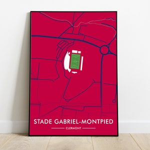 Gabriel Montpied Stadium Plan Poster - Clermont Football - Gedrukte illustratie - Ideaal cadeau-idee voor fans - Voetbalstadiondecoratie