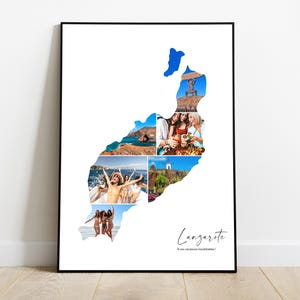 Lanzarote Affiche personnalisée carte avec photo collage – Cadeau personnalisé pour couple, famille, amis–Noël, Fête des pères, anniversaire