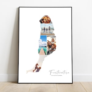 Fuerteventura affiche personnalisée carte avec photo – Cadeau personnalisé pour couple, famille, amis – Noël, Fête des pères, anniversaire
