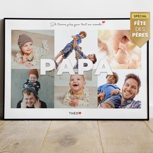 Papa affiche personnalisée avec photos, Cadeau unique pour la fête des pères, Cadeau personnalisé pour papa, Fête des papas, anniversaire