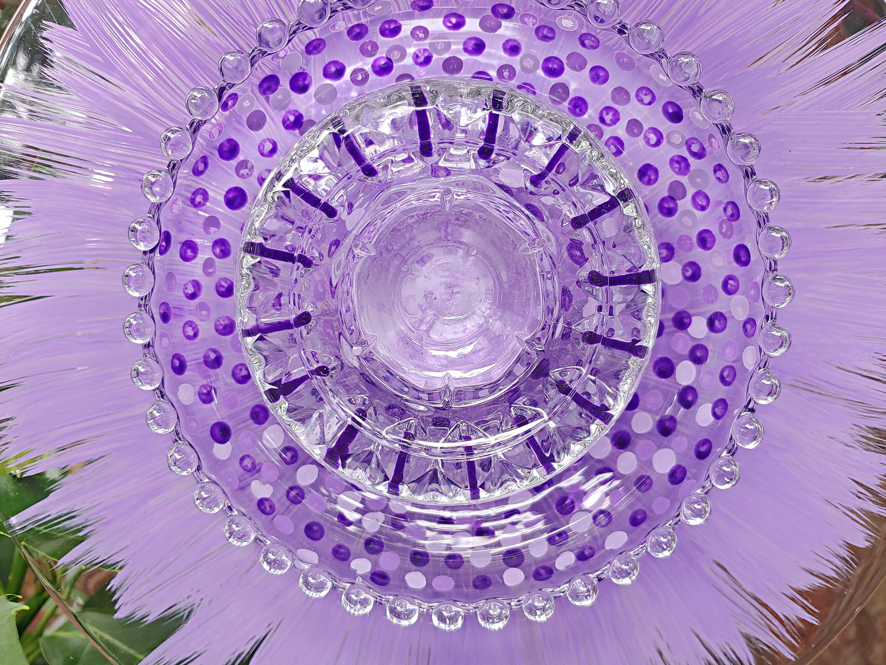 Hand Painted Glass Plate Flower Yard Art Garden Art Glass Etsy