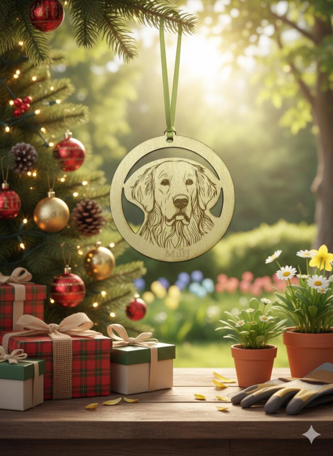 Golden Retriever Christmas Ornament SVG – Laser Cut File (digital ...